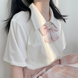酱果自制夏季【初恋】女高中生风琴褶短袖口袋JK制服雪纺直筒衬衫