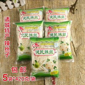 现货山东诸城特产健民辣丝子辣菜芥菜丝5袋*420克下饭菜咸菜呛鼻