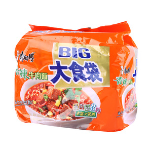 康师傅大食代BIG香辣牛肉面105g*5包/组面条经典美味方便面泡面