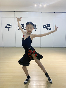 舞姿新款无袖少儿拉丁舞服女儿童练功服练习服套装演出舞蹈服装