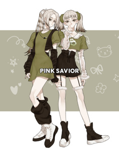 pinksavior【抹茶生巧】闺蜜绿色黑色系连衣裙上衣半裙夏日套装