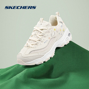 Skechers斯凯奇女鞋秋季新款刺绣小花心熊猫鞋奶白色老爹鞋896155