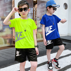 男童运动套装夏装2022新款薄中大童速干短袖短裤两件套儿童装夏季
