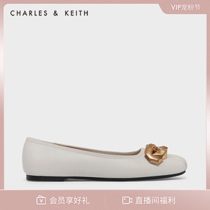 CHARLES&KEITH春新款CK1-70380914女士气质通勤粗金属链平跟单鞋