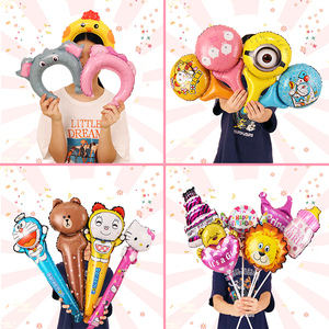 创意地推卡通手持气球 幼儿园活动小礼品 儿童生日助兴游戏玩具