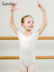 Sansha 法国三沙儿童舞蹈考级服 短袖芭蕾舞连体服女童舞蹈练功服