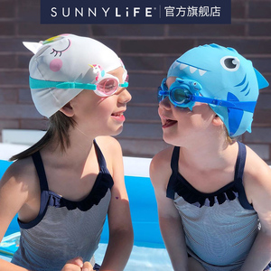 Sunnylife儿童泳镜泳帽套装女童男孩高清防水硅胶不勒头游泳