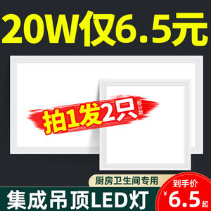 集成吊顶led灯铝扣板嵌入式吸顶灯天花厨房卫生间浴室30x60平板灯