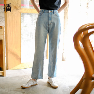 播夏季新款水洗牛仔蓝长裤休闲直筒牛仔裤系列女BDO7KD9006
