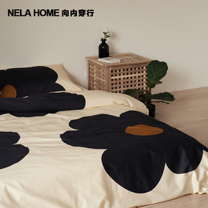 NELA HOME 设计师款太阳花长绒棉纯棉床品床单床笠被套床上四件套