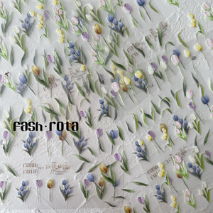 Sannail日式美甲Fash Rota原创手绘大号小号韧薄郁金香花朵贴纸