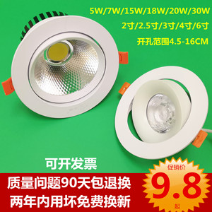 COB射灯可调角度2寸3寸4寸6寸30w20瓦开孔5cm12公分牛眼灯嵌入式