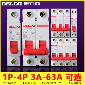 德力西空气开关1P 32A家用小型断路器空开DZ47-63A 3p 100A电闸2p