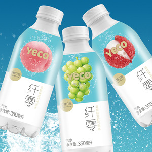 Yeco纤零苏打气泡水无糖零卡0脂荔枝青提白桃味汽水饮料350ml*6瓶