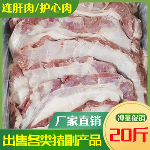 新鲜冷冻猪护心肉纯干连肝肉隔膜肉 油边烧烤肉 20斤/箱 多省包邮