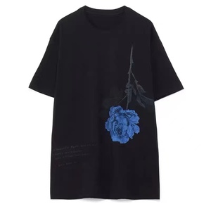 BLACK BLOOD 山本耀司风三色玫瑰日系复古T恤花朵男女同款潮短袖
