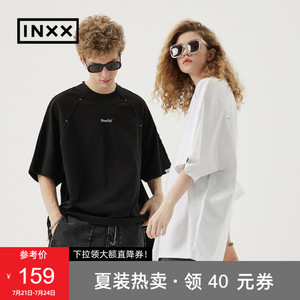 【INXX】STAND BY 潮牌黑白T恤简约潮流宽松圆领情侣短袖体恤衫男