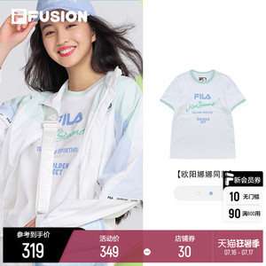 FILA FUSION斐乐潮牌女子短袖T恤2022夏季新款丝柔棉网球运动上衣