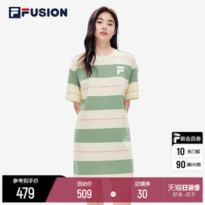 FILA FUSION 斐乐潮牌女子针织连衣裙2022夏季新款宽松液氨运动裙