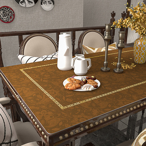 防水防油皮革桌垫高级感美式防烫桌布免洗复古茶几台布轻奢餐桌垫
