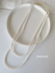 JINMUKE韩国进口珍珠串珠百搭多层佩戴长珍珠项链毛衣链项链新品