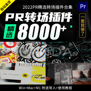 2022pr转场插件无缝炫酷抖动特效果字幕磨皮调色预设素材win/mac