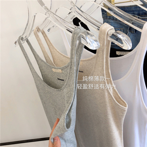 Sweetme简约百搭舒服纯棉吊带背心女小内搭打底圆领无袖弹力薄款