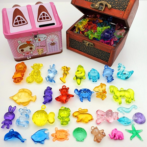 儿童仿真宝石玩具塑料钻石水晶玩具动物串珠亚克力透明星星小动物