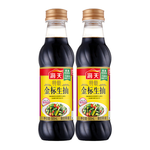 海天酱油特级金标生抽500ml*2瓶 非转基因黄豆酿造家用炒菜调味品