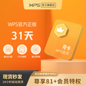 wps会员月卡31天官方正版office应用PPT图片pdf编辑工具文字翻译