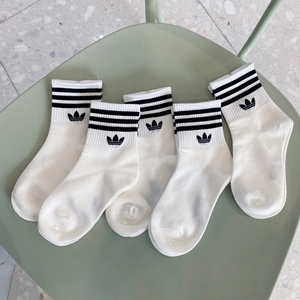 儿童袜子春夏韩国INS男女童纯棉中筒袜学生中大童百搭白色运动袜