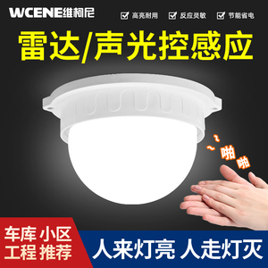 LED声控灯声光控雷达感应一体过道走廊楼道延时吸顶灯泡节能灯