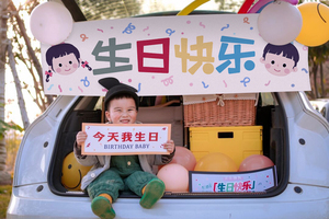 周岁生日布置海报手拿手持横幅可爱男女孩气球套餐野餐户外拍照