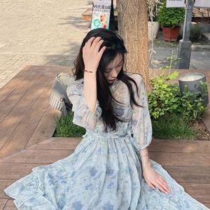 杨娃娃 绝美碎花法式甜美盐系连衣裙女2022夏季度假风气质裙现货