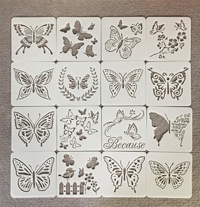 跨境画画板 反复使用曼陀罗蝴蝶镂空板pet塑料板儿童绘画辅助模板
