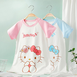 HelloKitty凯蒂猫女童睡裙公主风短袖宝宝家居服连衣裙夏季薄款