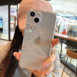 水钻蝴蝶结透明适用iPhone13promax苹果12手机壳11奢华xs女xr高档