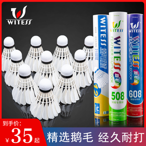 WITESS正品羽毛球套装超耐打耐用12只装鹅毛室内外防风训练打不烂