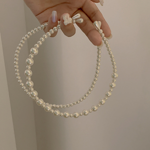 白色珍珠发箍女复古法式超仙细韩国春季气质简约头箍发卡头饰发饰