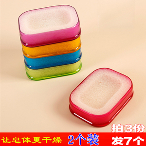 【2个装】韩式有氧双层沥水皂盒 海绵吸水创意旅行便携硅胶香皂盒