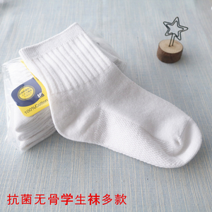 香港学生袜春夏短袜中筒运动袜纯棉大童白色袜子男女儿童四季袜子