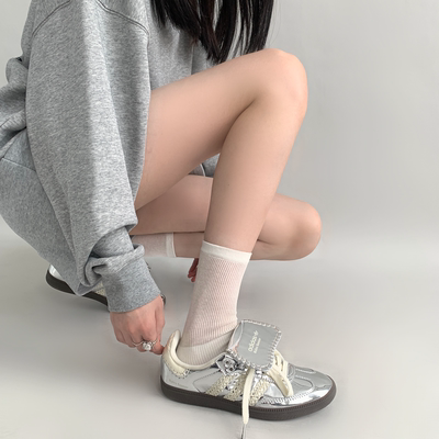 taobao agent 夜间教习室袜子女秋季中筒袜网眼透气白色jk小腿袜日系短筒堆堆袜