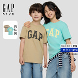 Gap для мальчиков и девочек big kids, коллекция 2026 года, летняя новая хлопковая футболка с логотипом и короткими рукавами, детская одежда из двух предметов