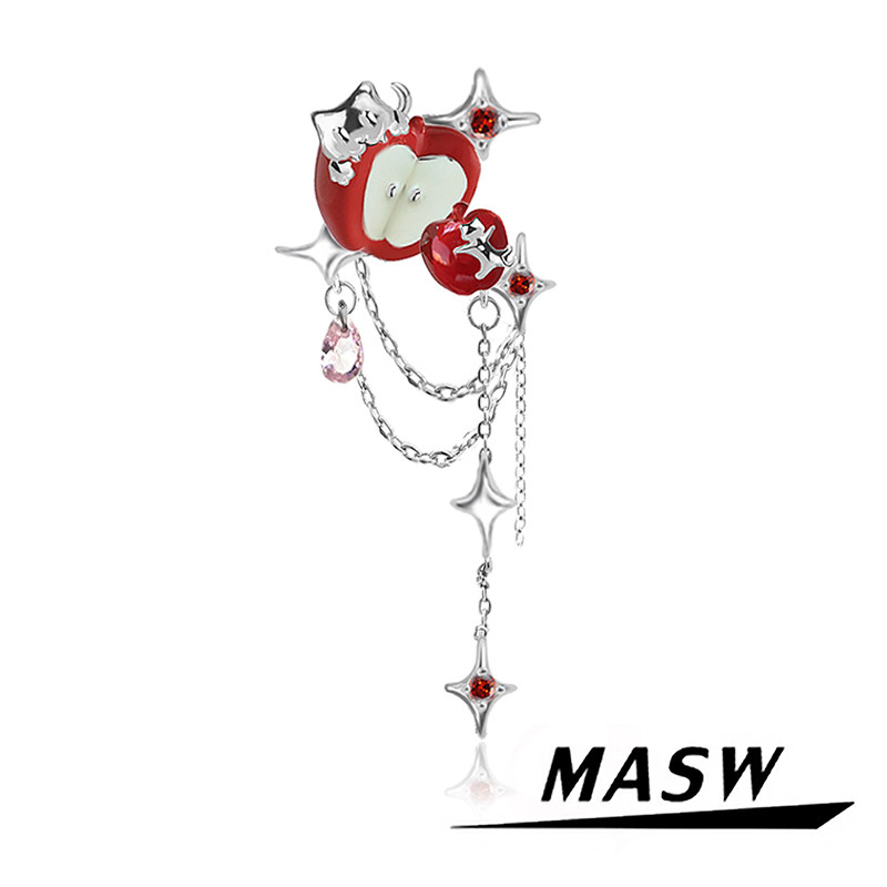 MASW Ma Xiu оригинальный дизайн красочная летняя серия брошей sweet sliced apple brooch - нишевые аксессуары высокого класса новинка