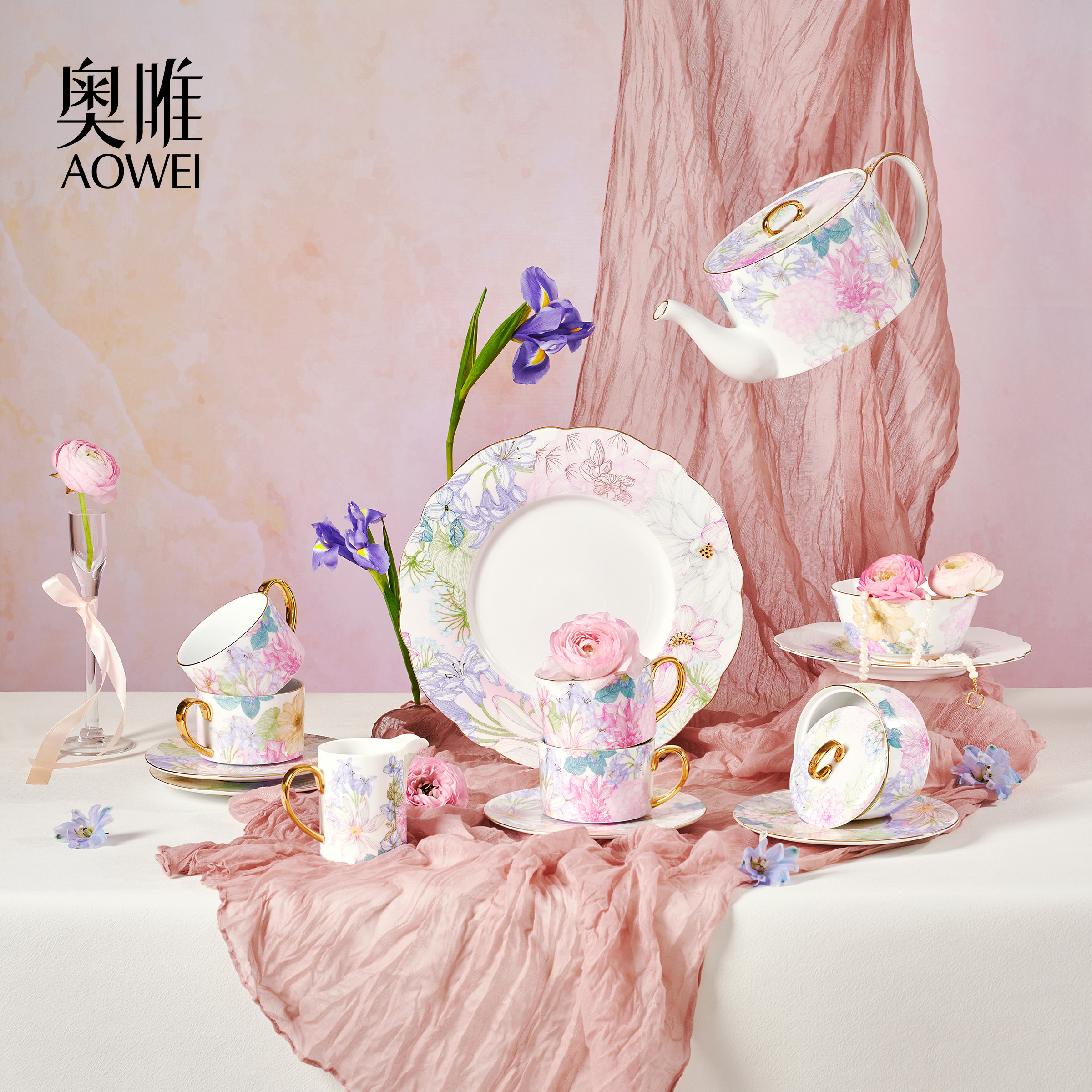 Кофейная чашка Jingdezhen Aowei Mantingfang, керамический набор для послеобеденного чая, высококачественный изысканный комбинированный чайник с чашкой и блюдцем