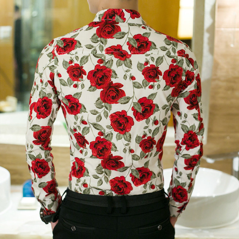 Men's Korean Fit Fashion Flower Shirt
