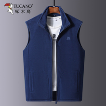 Woodpecker Men's Fleece Vest Spring, Autumn, Winter, Middle and Old Age Plush Thickened Tank Top Dad Shake Fleece Coat