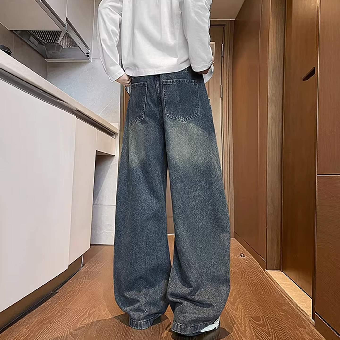Мужские брендовые брюки autumn tide от WASSUP American washed scimitar jeans, свободные прямые широкие повседневные брюки