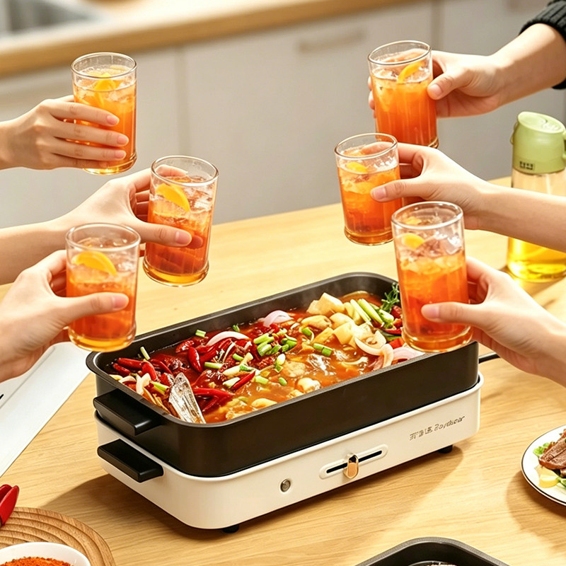 Электрическая плита Rongshida electric hot pot бытовая многофункциональная электрическая плита для приготовления пищи и жарки на гриле...