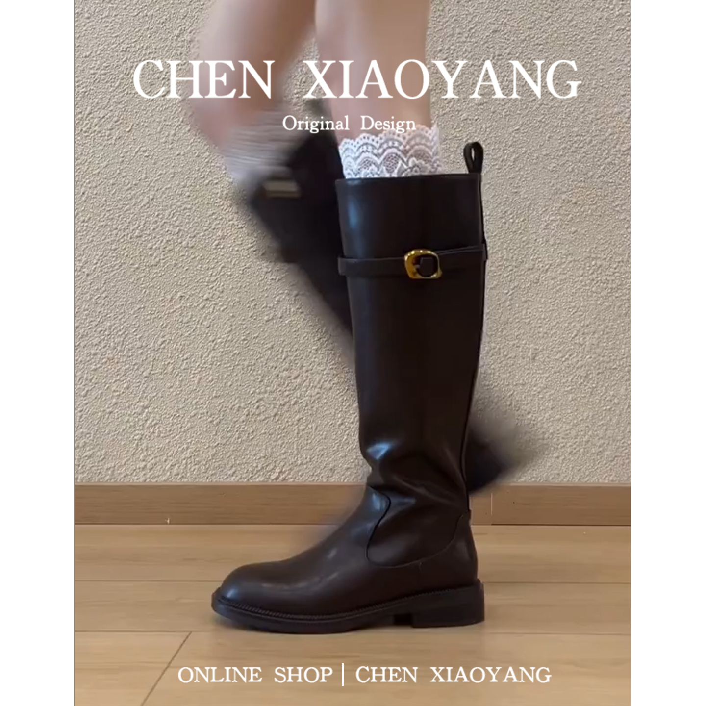 Кожаные рыцарские сапоги на толстом каблуке с пряжкой на ремне в британском стиле; женские коричневые сапоги выше колена с круглым носком; универсальные высокие сапоги-ниши